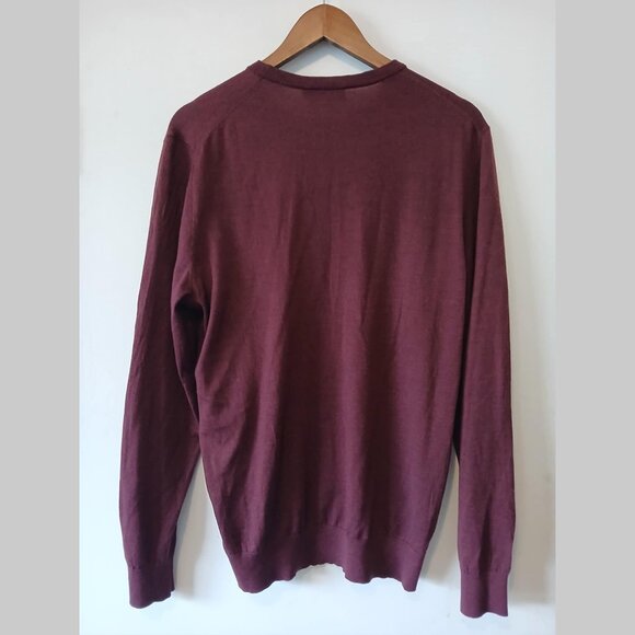 HACKETT - 100% Merino wool burgundy sweater - Sz L (fits M) - Picture 2 of 6